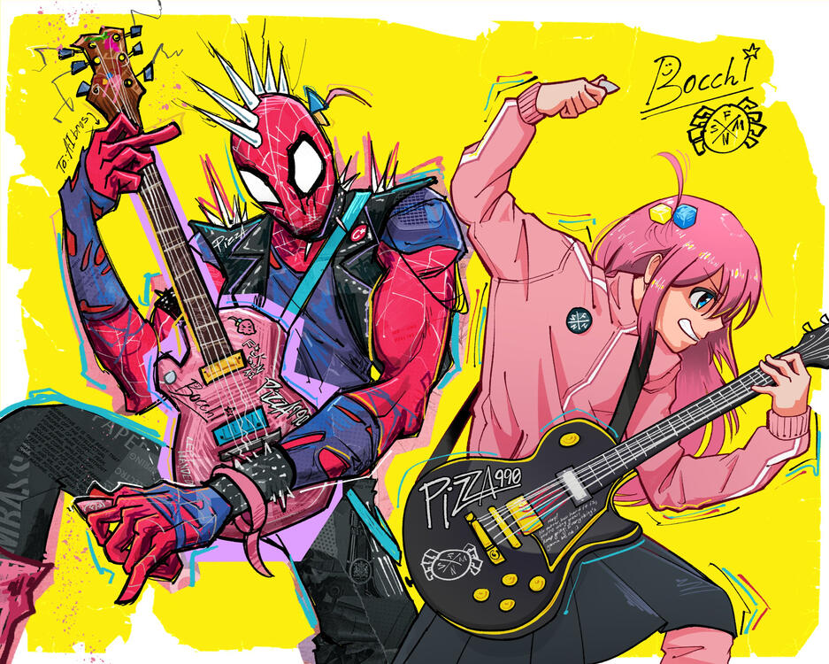Spider-Punk and Bocchi the Rock!