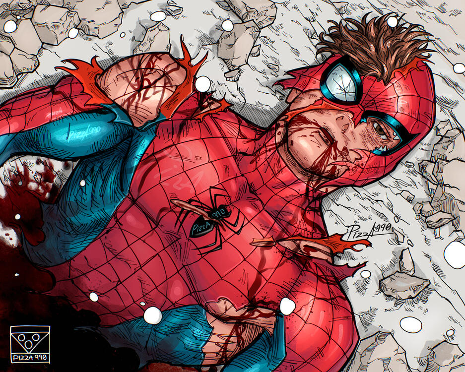 Spider-Man, homage to the iconic panel of Jujutsu Kaisen chapter 236